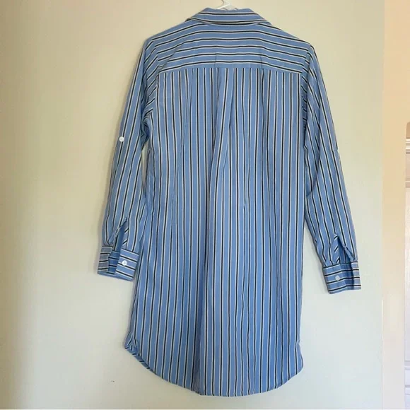 Karen Kane Striped Shirtdress Tencel Linen Roll-Tab Sleeve Blue Size XS - Picture 5 of 16